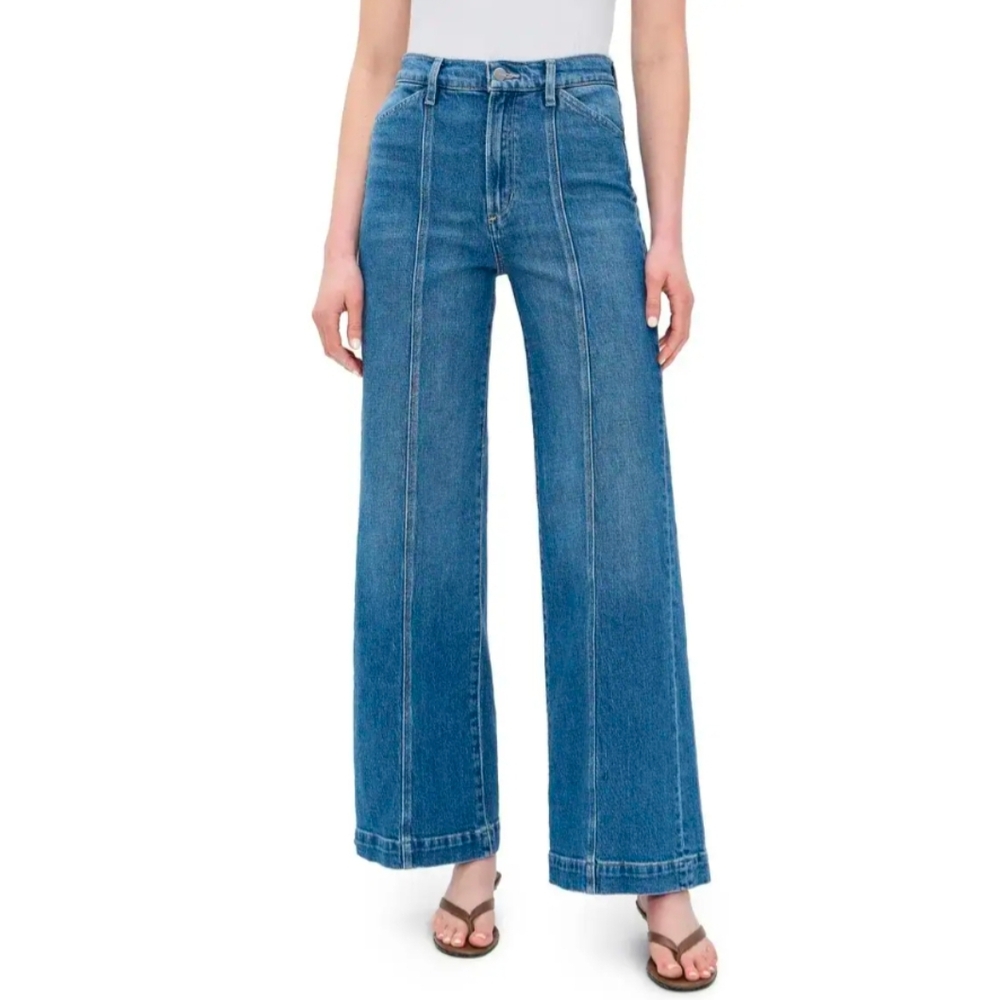 Joe's Front Seamed Wide Leg High Rise Biggest Fan Medium Wash Jean Sz 31